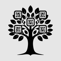 QR code tree minimalist illustration