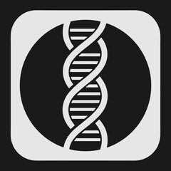 Minimalist sticker icon, deoxyribonucleic acid motif for education and biotechnology