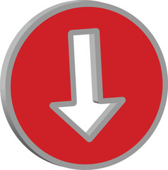 3D Down Red Arrow Vector Icon Illustration