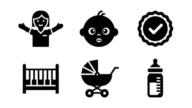 Set of illustrated icons relating to babies and childcare - Powered by Adobe