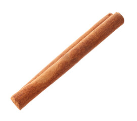 One dry cinnamon stick isolated on white