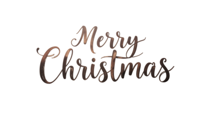 Merry Christmas elegant calligraphy text with a rustic brown watercolor texture. Festive holiday greeting lettering isolated on a transparent background. Perfect for cards, invitations, and seasonal.