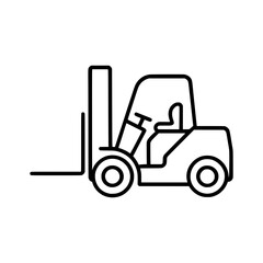 Naklejka premium Modern forklift truck in simple line art style for industrial themes