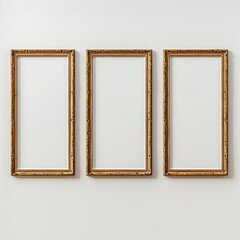 Frames mounted on a wall waiting for artwork or pictures at a gallery space or home interior in the daytime