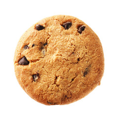 Delicious chocolate chip cookie isolated on white