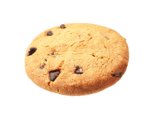 Delicious chocolate chip cookie isolated on white