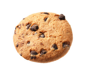Delicious chocolate chip cookie isolated on white
