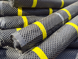 Membrane rolls for drainage on construction site