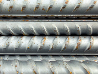 Close-up view of metal reinforcement iron bars