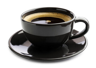 Aromatic coffee in cup on white background