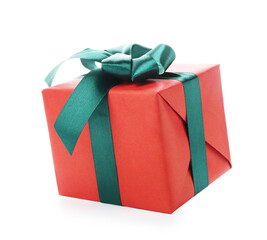 Beautiful Christmas gift box isolated on white