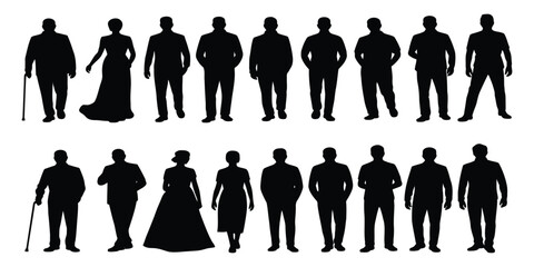 Group of business people silhouettes walking together in a professional vector illustration