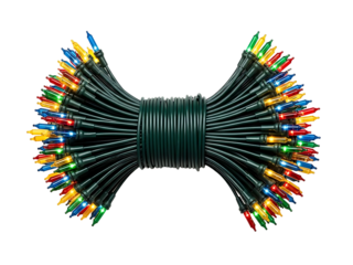 Festive Symmetry: A Coiled Spiral of Classic Multicolor Christmas Lights