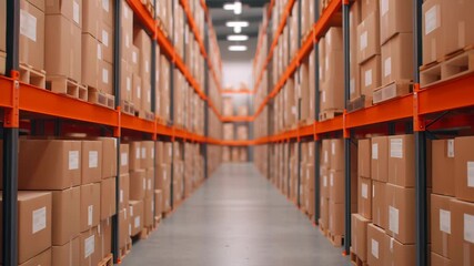 Medical blockchain data, storage facility with organized cardboard boxes. - Powered by Adobe