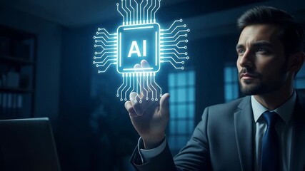 Artificial intelligence digital innovation business technology data network virtual interface ai - Powered by Adobe