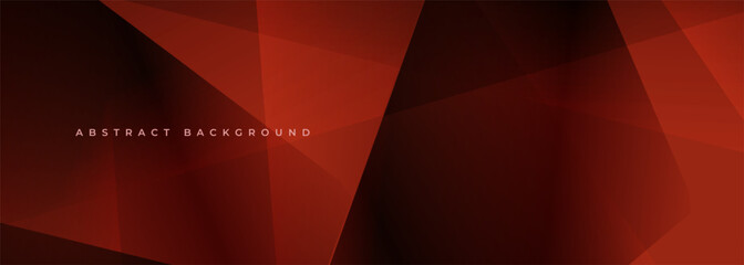 Dark red modern abstract background wide banner with geometric shapes. Vector illustration