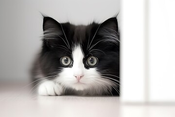 Close-up photo of a cute kitten peeking out