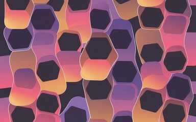 Whimsical modern backdrop showing a layered hex pattern, blending gray tonal variations with spatial flow.