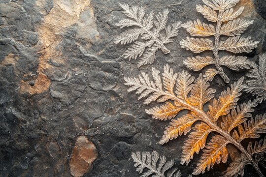 Fern Fossil Impression on Stone