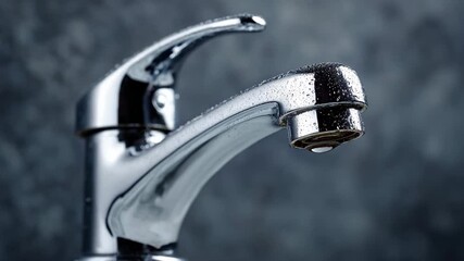 Dripping water from chrome faucet