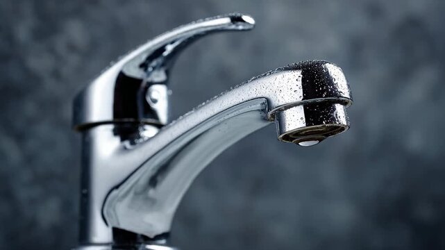 Dripping water from chrome faucet