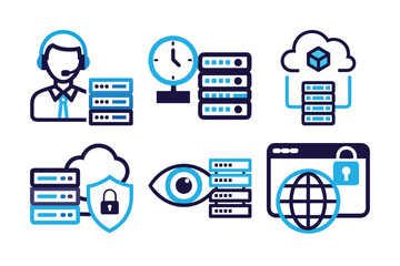 Web-Hosting icon Set vector illustration