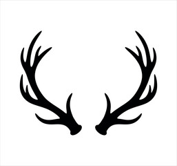 Deer antlers silhouette icon logo vector illustration isolated on white background