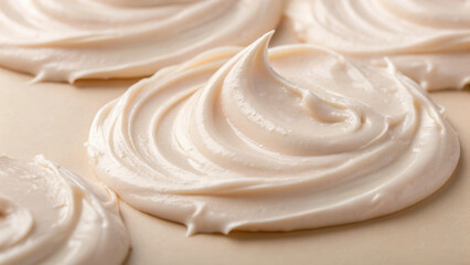Skincare ritual pattern design. Smooth swirls of creamy cosmetic product with soft peaks create luxurious texture