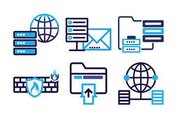 Web-Hosting icon Set vector illustration