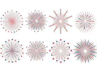 Collection of red white and blue fireworks
