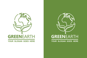ecology earth planet globe icons isolated on white and green background