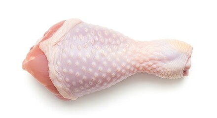 Raw chicken drumstick on a white background