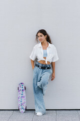 Stylish Gen Alpha Girl With Skateboard