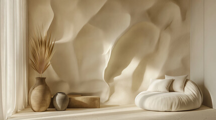 white cat sitting on a chair and sofa with decorative flowers and gifts