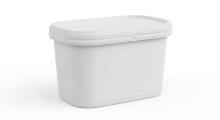 Blank white plastic container with a lid.