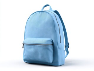 Light blue backpack isolated on white background