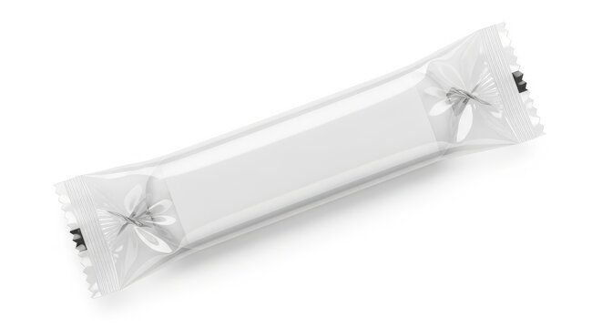 Blank white snack wrapper packaging for branding.