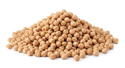 Fototapeta premium Pile of dry chickpeas on a white background.