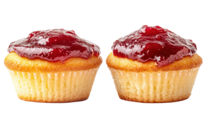 cupcakes with strawberry jam on top