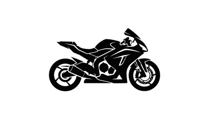 Obraz premium Black Silhouette of a Sport Motorcycle Side View.