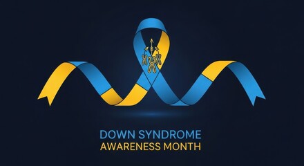 Blue and yellow ribbon for Down Syndrome Awareness Month.