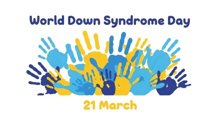 Fototapeta premium World Down Syndrome Day colorful handprint illustration.