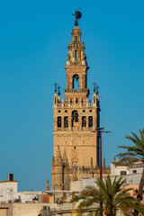 Giralda tower of Gothic cathedral in Seville, Spain