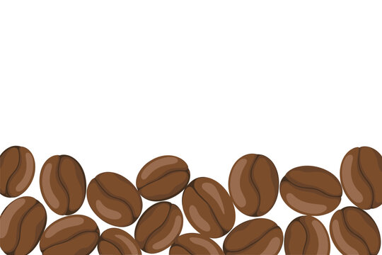 Scattered Roasted Coffee Beans on White Background