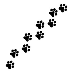 paws print icon. Footprints on a white background showing a path of animal paws for web, app, t-shirt print