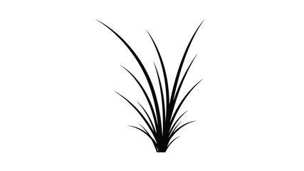 A simple black and white illustration of grass blades emerging from the ground minimalistic design © Ferdous_Studio