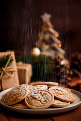 Christmas butter cookies with cinnamon and powdered sugar.