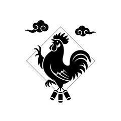 Lunar New Year zodiac rooster silhouette cropped hands feature focus view reaching upward one vector illustration