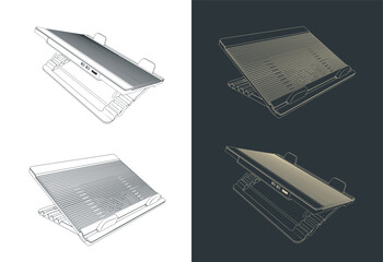 Notebook cooling pad illustrations © blacklight_trace