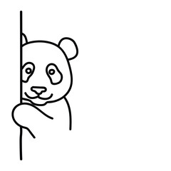 Cute cartoon panda peeking around a corner with a playful expression